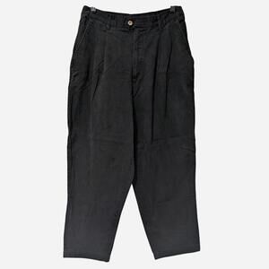 90s White Stag Black Cotton Pleated Trousers Size 16P